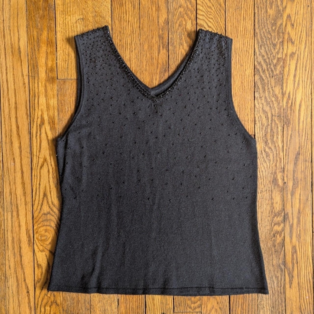 Vintage 90's Y2k Silk Cashmere Beaded Tank Top Sweater